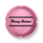 Classic Ashtray: A round silicone tray with black checker bands and Blazy Susan™ in bold script, designed for organizing small items.