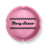 Classic Ashtray: A round silicone tray with black checker bands and Blazy Susan™ in bold script, designed for organizing small items.