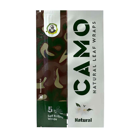 Close-up of a Chamomile Wraps - Natural carton, highlighting the eye-catching packaging for 25 packs, emphasizing the natural, tobacco-free wrap's premium quality.