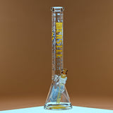 18 Beaker Bong - Anubis, features an ornate glass design with Egyptian symbols, sturdy base, and included downstem and bowl for smooth smoking sessions.