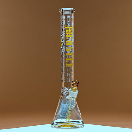 18 Beaker Bong - Anubis, features an ornate glass design with Egyptian symbols, sturdy base, and included downstem and bowl for smooth smoking sessions.