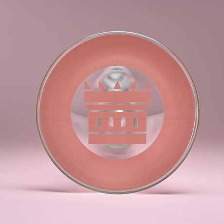 18 Glass Beaker Bong - Pink Logo, featuring a thick glass base with a colored logo, offering stability and elegance for a premium smoking experience.