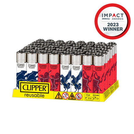 Classic Large Reusable Lighter - Galaxy 2 Design - 48 Pack, featuring cosmic patterns, refillable gas system, built-in packing tool, and replaceable flints for sustainable use.