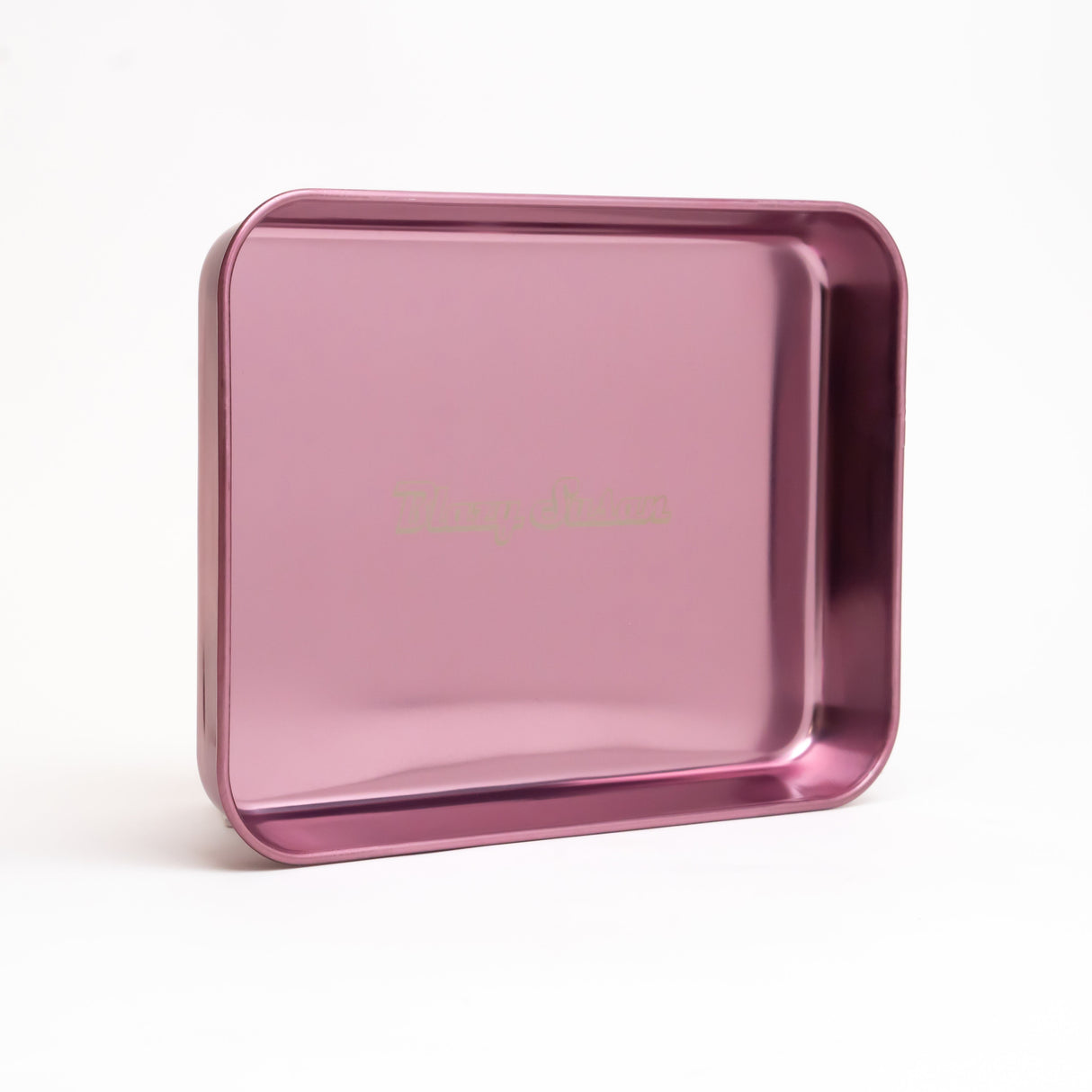 Stainless Steel Rolling Tray with glossy finish, rectangular shape, and raised edges, ideal for organizing essentials. Compact, durable design photographed on a plain white background.
