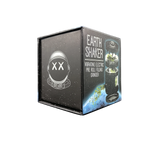 Earth Shaker Electric Herb Grinder & Dispenser packaging with astronaut-helmet logo, slogan GET LOST, and description emphasizing electric grinding, automatic dispensing, and portability.