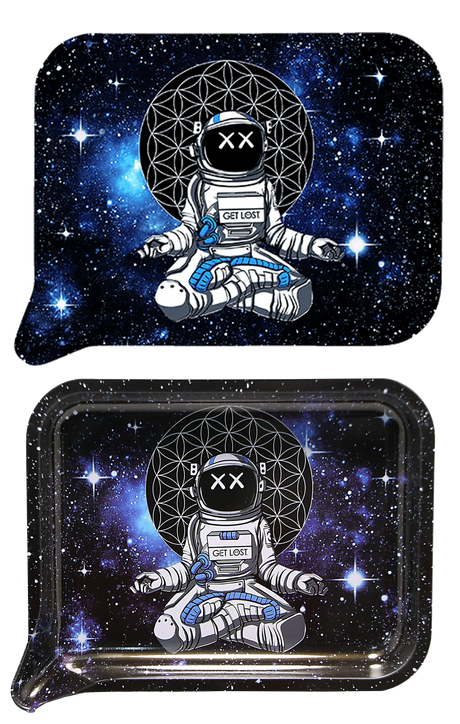 Rolling Tray Medium w Lid - Astronaut Meditating