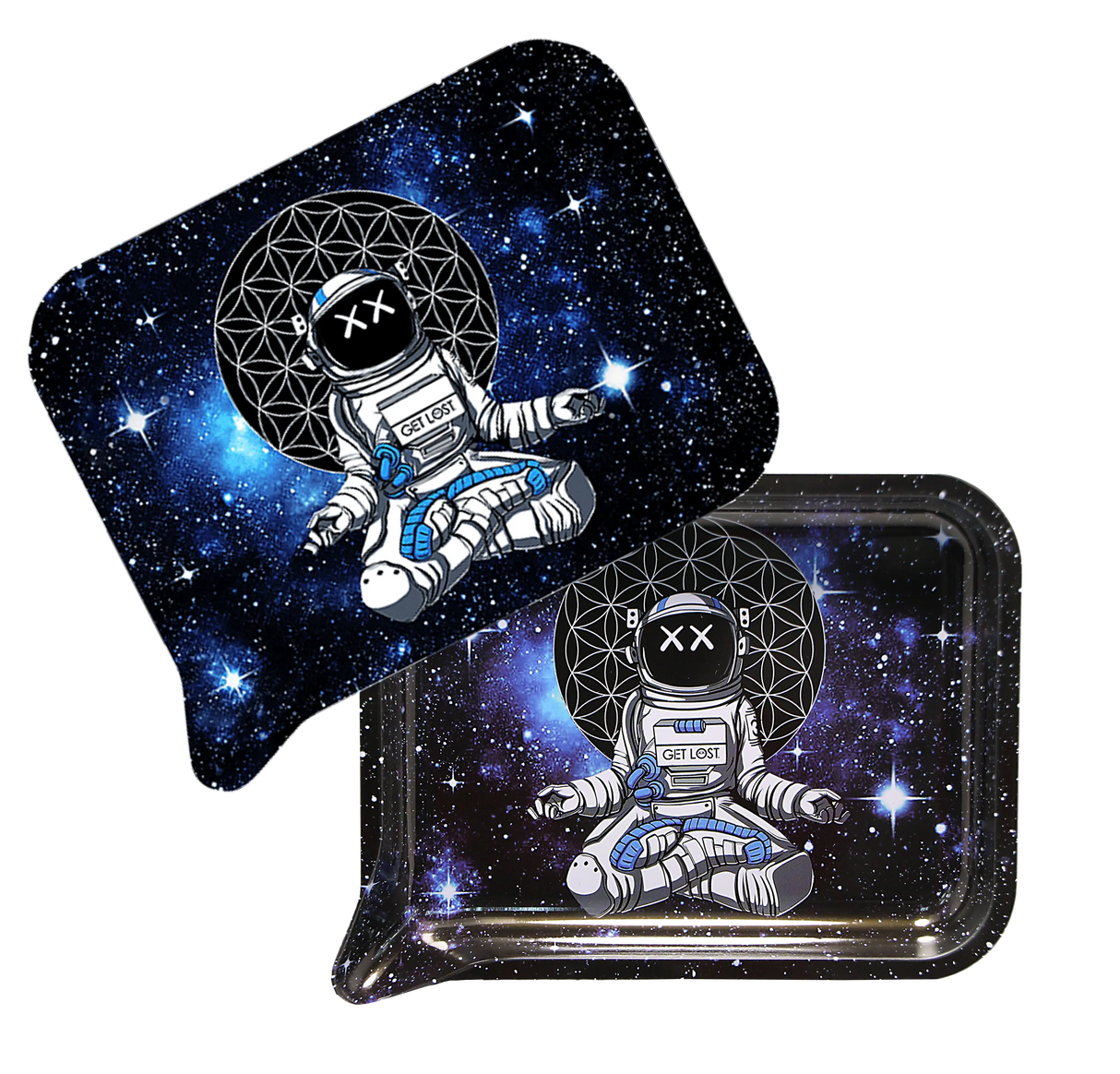 Rolling Tray Medium w Lid - Astronaut Meditating