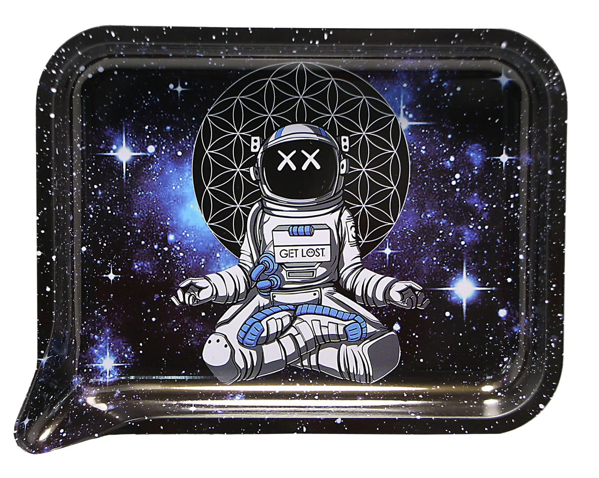 Rolling Tray Medium w Lid - Astronaut Meditating