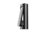 PAX FLOW portable vaporizer with matte-black cylindrical body, hinged mouthpiece featuring the PAX logo; designed for dry herb and concentrate use.