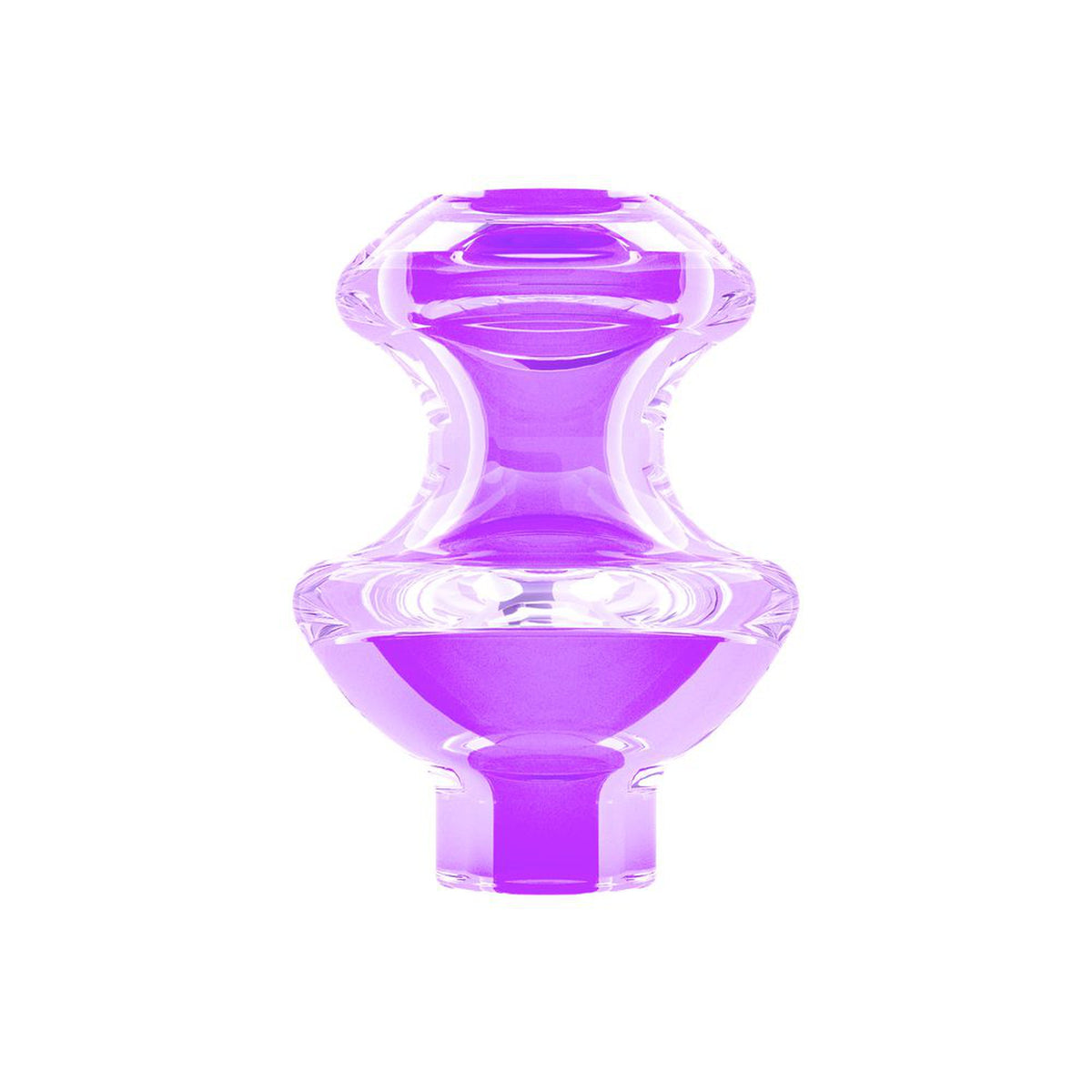 Focus V - Chromatix Carb Cap featuring purple liquid in a glass container, designed for optimal airflow and heat retention, enhancing dabbing with Focus V Carta E-Rig.