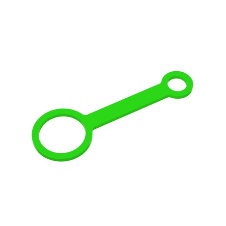 Focus V - Chromatix Silicone Tether: A green plastic tool with dual circles, designed to securely attach carb caps to Focus V CARTA E-Rig.