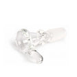14/20 Thumper Cone Pull-Out Bowl: Small clear glass bowl for water pipes, features a ground-glass joint and side handle for easy removal.