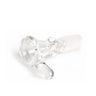 14/20 Thumper Cone Pull-Out Bowl: Small clear glass bowl for water pipes, features a ground-glass joint and side handle for easy removal.