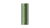 PAX FLOW vaporizer with metallic-green finish, featuring a compact design, circular status light, and tapered mouthpiece, exemplifying advanced portable dry herb technology.