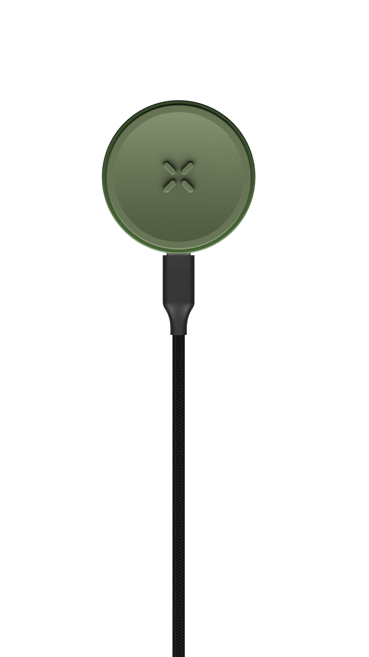 PAX FLOW magnetic Qi-style charging puck on braided cable, designed for use with the advanced dry herb vaporizer, ensuring efficient charging and portability.