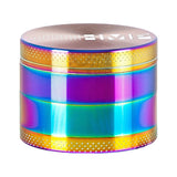 40mm Grinder (Rainbow) featuring a round, multicolored design with a magnetic cap, holding chamber, and kief catch, perfect for on-the-go use.