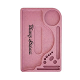 Hemp Plastic Rolling Tray with compartments for organizing smoking tools, featuring durable, biodegradable hemp construction. Branded Blazy Susan for eco-conscious, practical use.