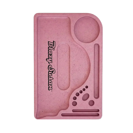 Hemp Plastic Rolling Tray with compartments for organizing smoking tools, featuring durable, biodegradable hemp construction. Branded Blazy Susan for eco-conscious, practical use.