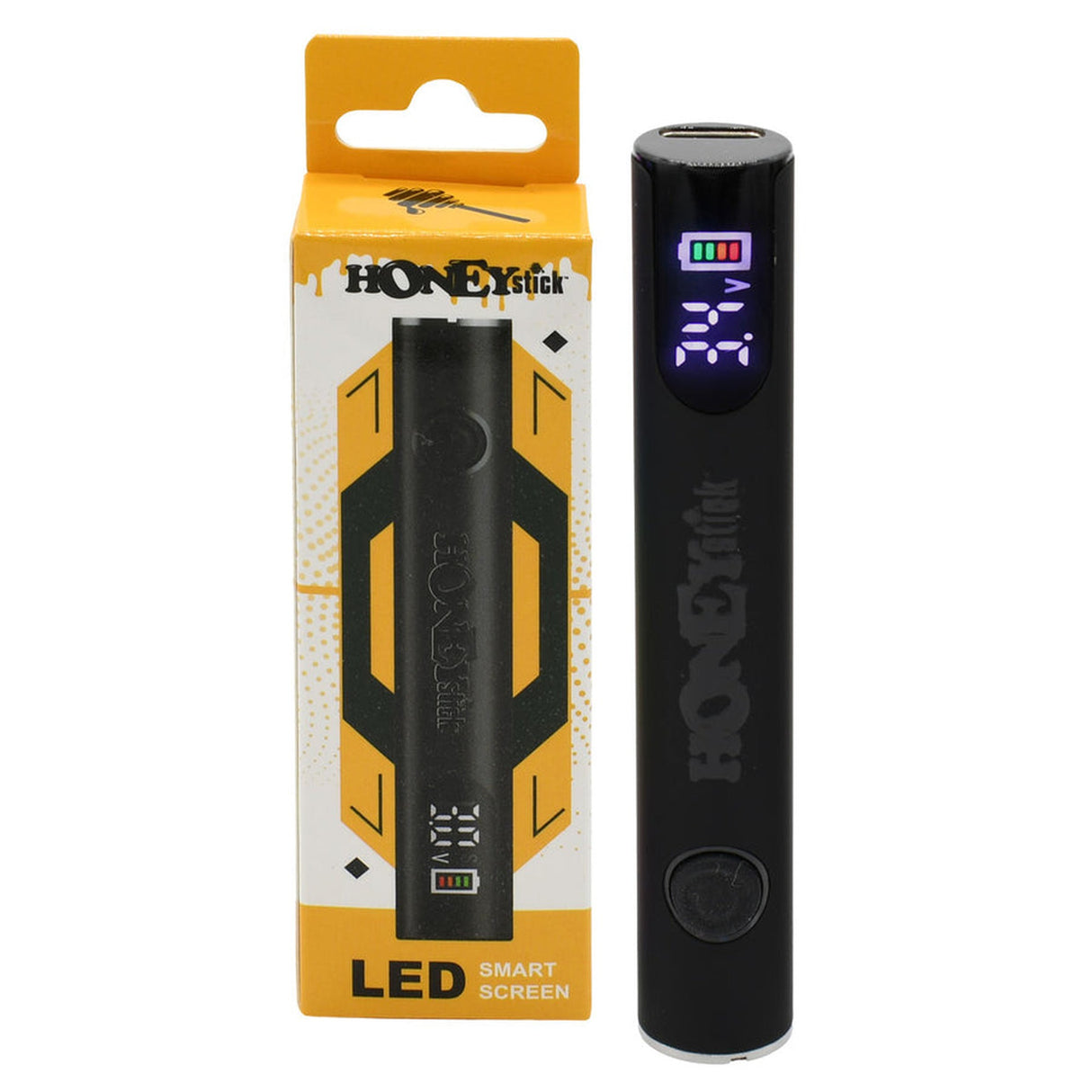 Digital 510 Thread Battery in packaging, showcasing its sleek design. Ideal for 510 vape pens, highlighting variable voltage, preheat function, and USB-C rapid charging.