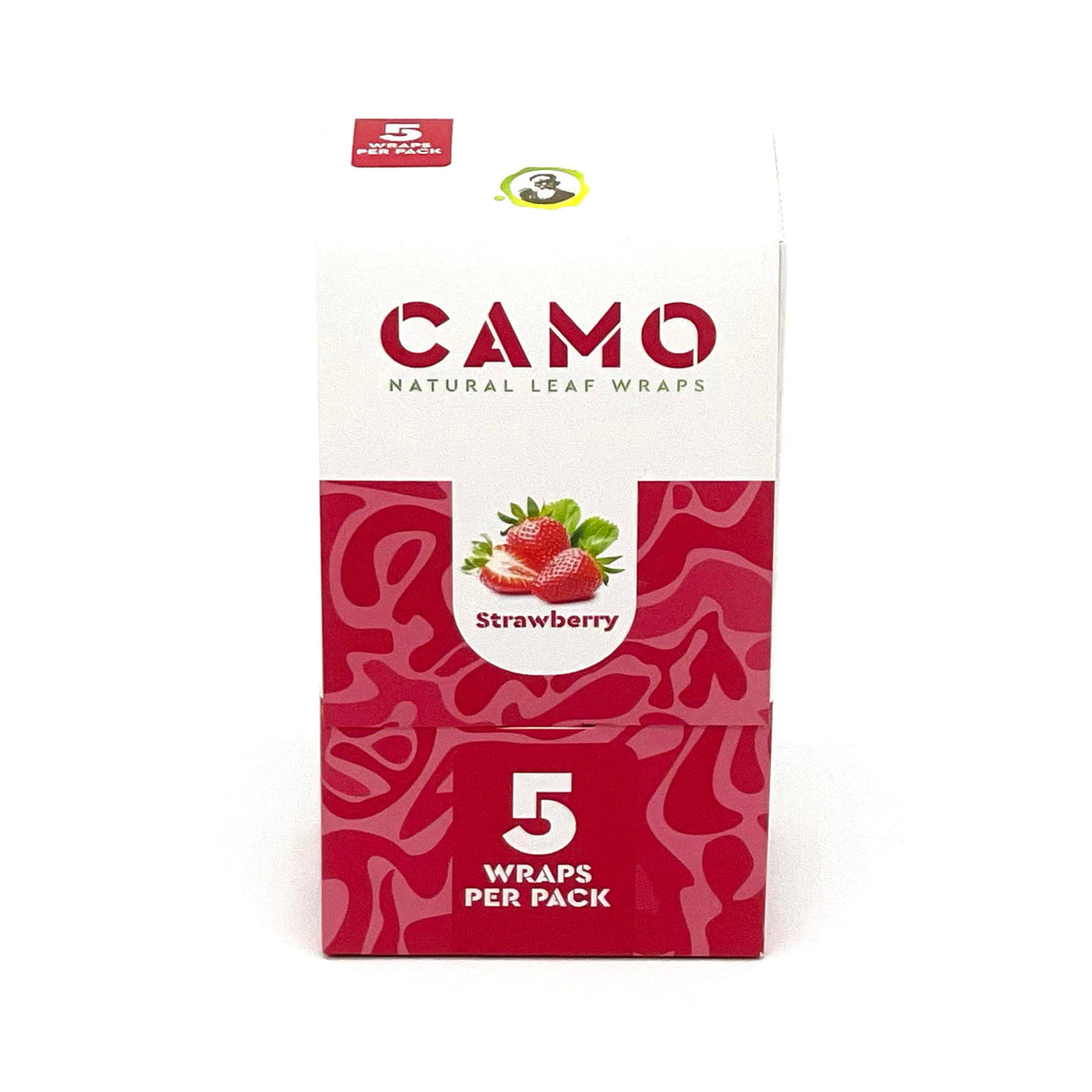 Chamomile Wraps - Strawberry - Carton of 25, featuring 25 packs of 5 slow-burning, tobacco-free wraps, crafted from chamomile and mate plants with berry flavor.