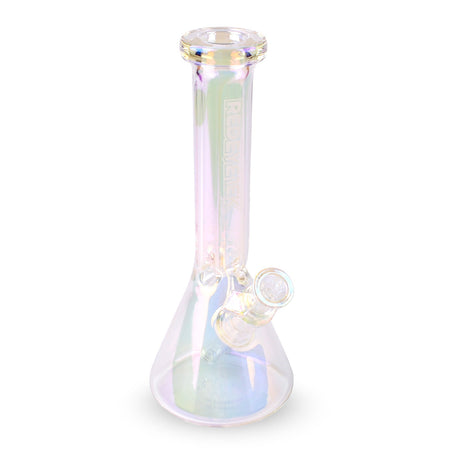 12 Tall Terminator Hex Top Beaker Tube - Rainbow Metallic, featuring a hexagonal neck, beaker base, and iridescent finish, designed for smooth hits and visual appeal.