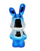 Grinder - Lost Bunny: A compact, glossy blue chrome bunny figurine with oversized ears, designed for organized material handling and stylish display.