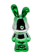 Grinder - Lost Bunny: A small, metallic-green figurine with rabbit-like ears, polished chrome finish. Compact and durable, ideal for display and functional use.