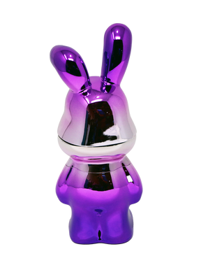 Grinder - Lost Bunny: A sleek, purple-chrome rabbit sculpture, standing upright, showcasing its polished, modern design. Compact and durable, ideal for organized storage.