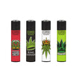 Classic Large Lighters Canna King - Tray of 48 featuring unique designs, each with a packing tool. Refillable and reusable for lasting use.