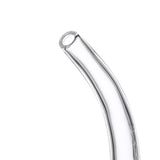 Close-up of the Lumina - Clear bubbler's curved glass tube, showcasing its smooth, transparent borosilicate glass construction and open, rounded end.