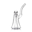 Lumina - Clear: A compact glass water-pipe with a flared base, curved mouthpiece, and central bowl. Features a 4-slot percolator for smooth filtration.