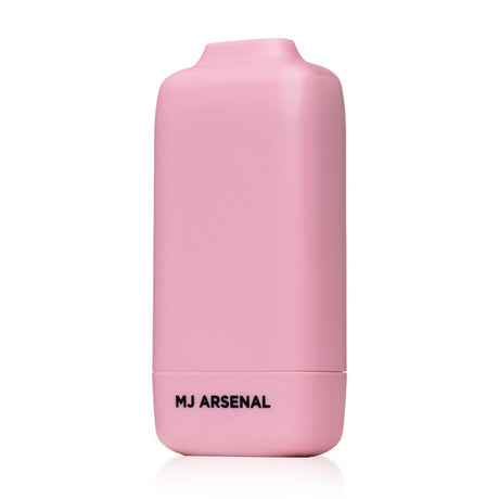 Houdini Smoke Filter: A compact, pink rectangular-cylinder container with MJ ARSENAL label, featuring an angled top for discreet smoke filtration and odor elimination.