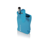 Super Slim Aluminum Dugout - Powder Coated - Black: Compact, blue aluminum case with compartments for herb and stainless-steel one-hitter, featuring a magnetic lid and ergonomic design.