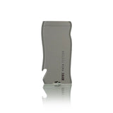 Super Slim Aluminum Dugout - Powder Coated - Black, featuring a contoured metal multi-tool with integrated bottle opener, ergonomic grip, and magnetic lid for convenience.