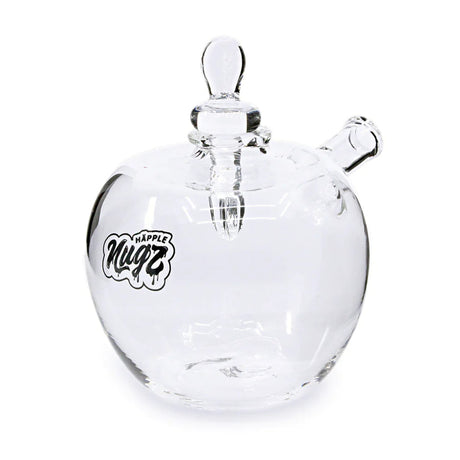 Glass teapot-like Nugz Häpple pipe with a lid and handle, designed for elegant smoking, inspired by classic accessories for a sophisticated experience.