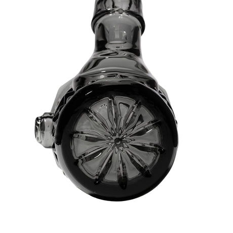 Highball Hand Pipe base with starburst punt pattern, showcasing hand-blown borosilicate glass craftsmanship and intricate detailing for a sophisticated smoking accessory.