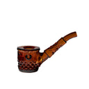 Highball Pipe: Amber glass pipe in classic briar shape, featuring a diamond-cut textured bowl and stem, crafted from durable borosilicate glass.