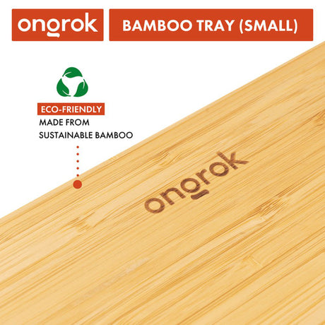 Close-up of Bamboo Wood Tray - Small, showcasing its natural bamboo texture and minimalist design with compartments, ideal for organization and versatile home use.