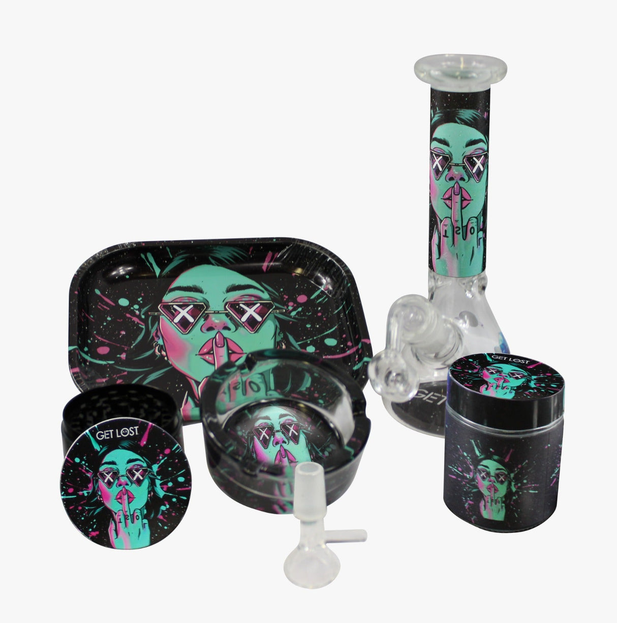 Water Pipe Gift Set - 8 in 1 - Green Lady