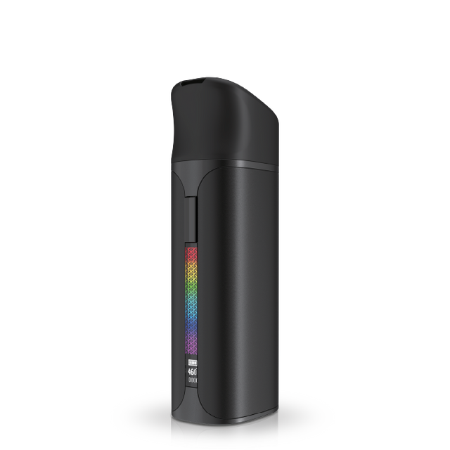 Yocan Pocket Concentrate Vaporizer - Black, featuring a compact cylinder design with rainbow label, showcasing advanced Cloud³ chamber and OLED screen for precision vaping.