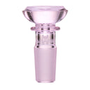 Saucer Flower Bowl - 14mm: A sleek, lavender-tinted glass bowl with a wide, shallow top and secure ground-glass joint, designed for water pipes.