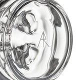 Quadra Peak Attachment: Close-up of ripple-shaped glass with etched AR logo, showcasing its sleek, modern design for e-rig compatibility and enhanced aesthetics.