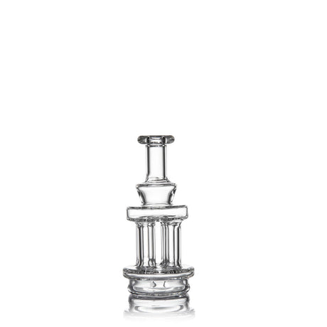 Quadra Peak Attachment: A clear, multi-tiered glass percolator with six vertical arms, crafted from durable borosilicate glass for smooth, efficient diffusion in e-rigs.