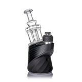 Quadra Peak Attachment: Borosilicate glass dry e-rig top with quad column design, compact profile, clear water-filtration chamber for vapor, compatible with electronic dab rigs.