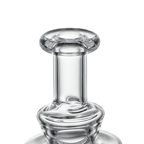 Quadra Peak Attachment: A compact, clear borosilicate glass carb cap with a distinctive quad column design, enhancing vaporization for dab rigs by improving heat retention and airflow control.