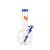 10 Tall Little Bro Bubble Bong with round base, straight neck, blue-tinted bowl, and downstem, featuring a small flame/wing logo on the neck.