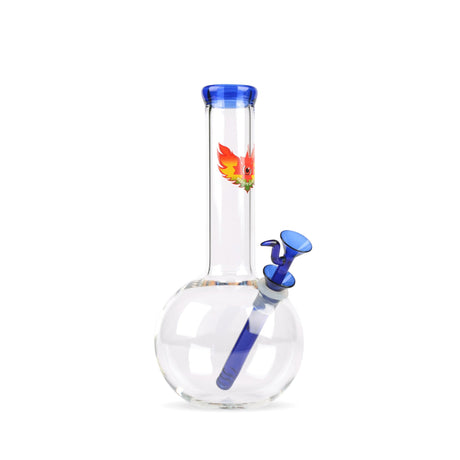 10 Tall Little Bro Bubble Bong with round base, straight neck, blue-tinted bowl, and downstem, featuring a small flame/wing logo on the neck.