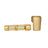 Aluminum and Glass Spoon Pipe - Gold: Close-up of a sleek, gold cylindrical pipe with a glass airway, highlighting its durable, minimalist design and integrated screen.