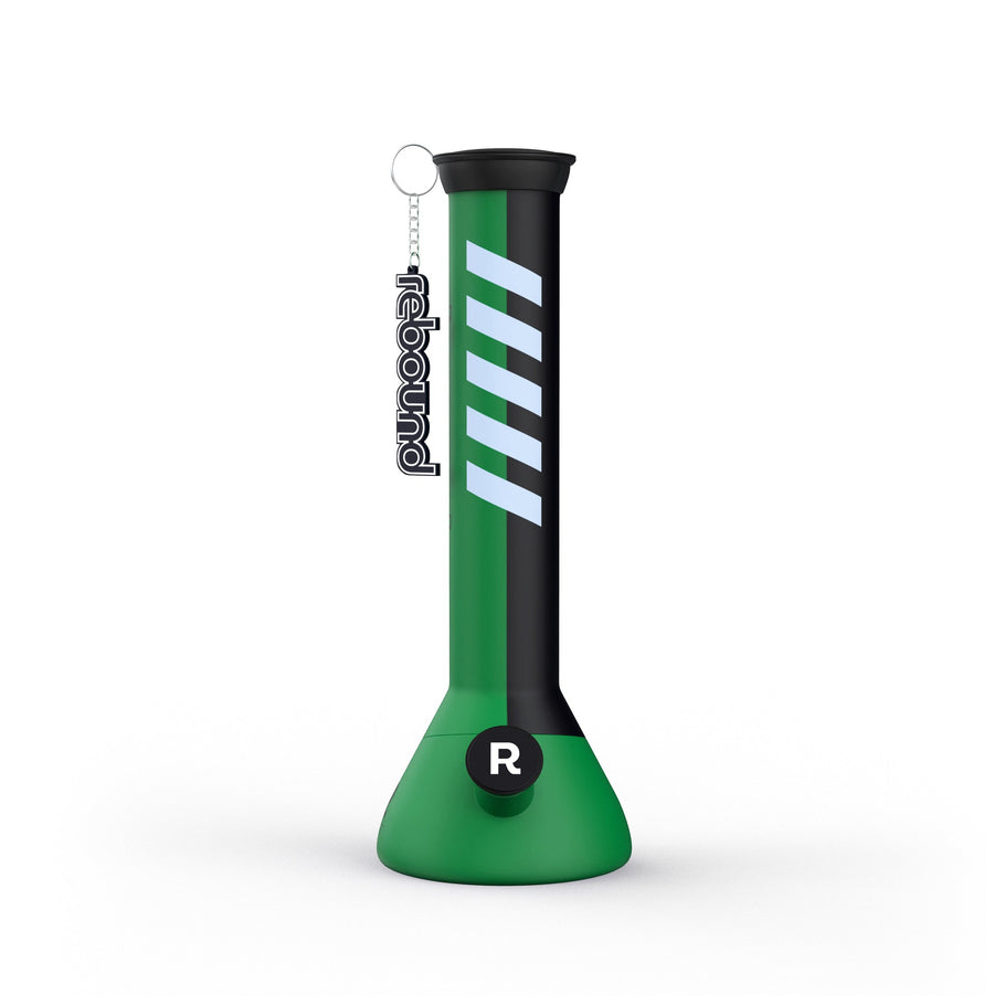 Rebound 14" Silicone Beaker Bong, Black & Green (keychain)