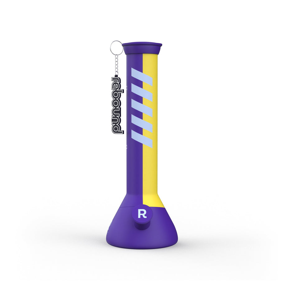 Rebound 14" Silicone Beaker Bong, Purple & Yellow (keychain)
